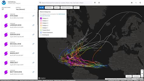 Historical Hurricane Tracks - GIS Map Viewer | NOAA Climate.gov