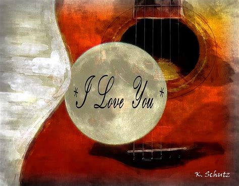 I Love You Guitar Digital Art by Kelly Schutz