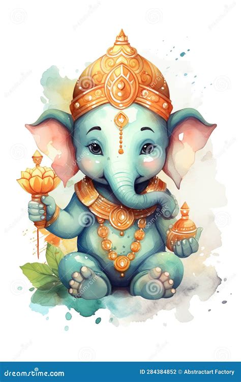 Happy Ganesh Chaturthi with Lovely Baby Ganesha. 3d Rendered Little ...