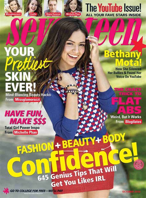 Bethany Mota Covers Seventeen Magazine for October 2014 Issue – Styles ...