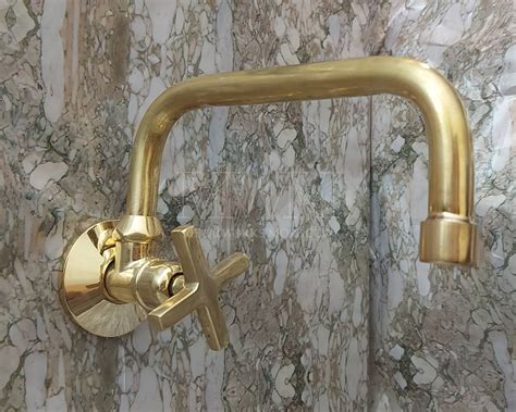 Brass Wall Mount Kitchen Faucet With Single Handle Unlacquered Brass - Etsy