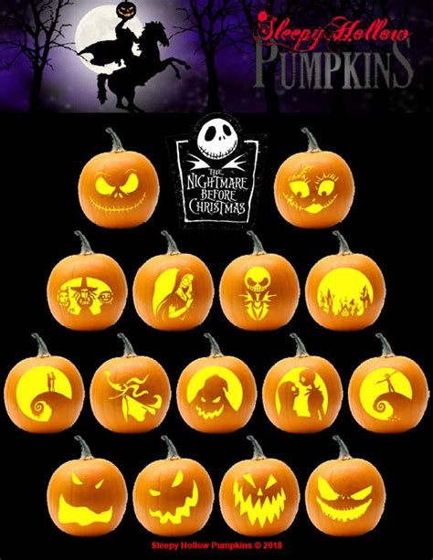 Nightmare Before Christmas Pumpkin Carving Patterns | Etsy Disney ...