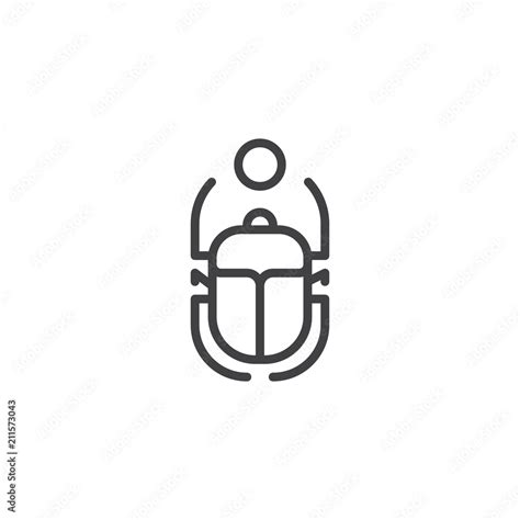 Scarab Beetle and sun outline icon. linear style sign for mobile ...