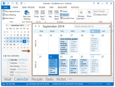 How to show Calendar in two-week view in Outlook?