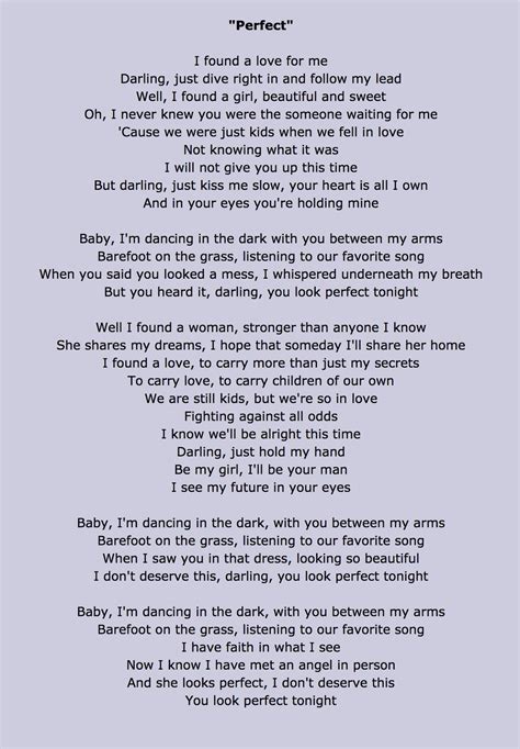 Ed Sheeran - Perfect Lyrics | Song lyrics ed sheeran, Great song lyrics ...