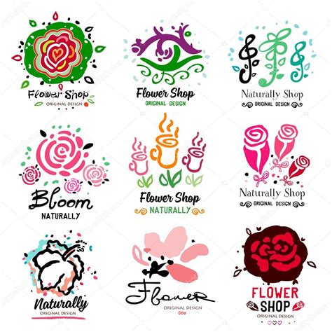 Flower shop logo set — Stock Vector © yanakalinina22 #107772020