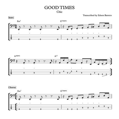 GOOD TIMES (Chic) Bass Score & Tab Lesson - Edson Renato Vitti Barreto ...