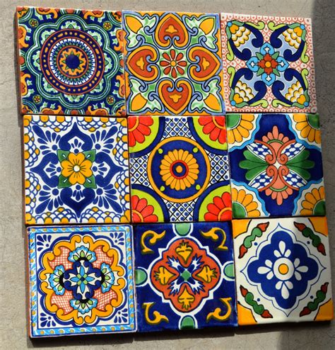 18 Mexican Talavera Tiles. Hand made-Hand painted 4 X