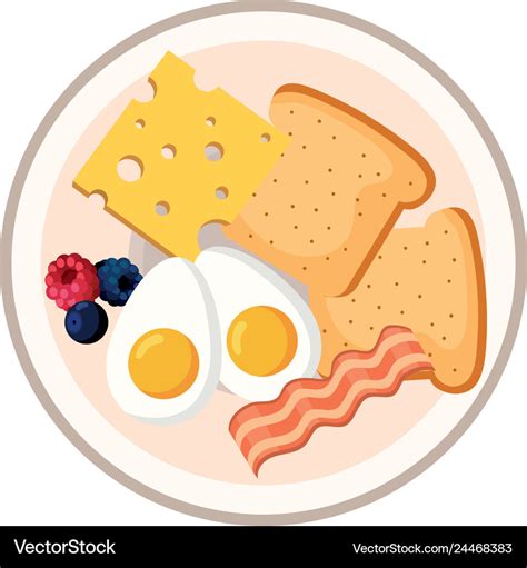 Delicious tasty breakfast cartoon Royalty Free Vector Image