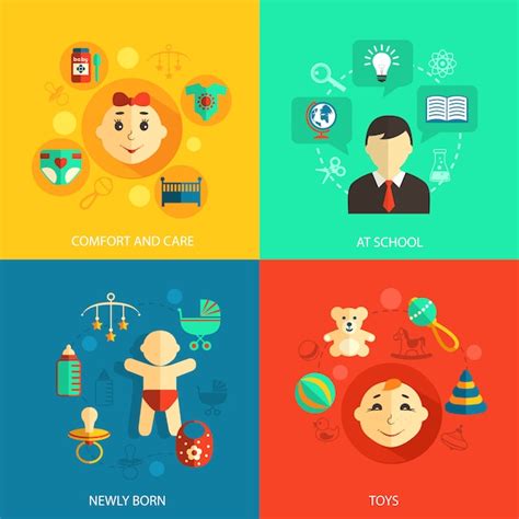 Premium Vector | Children concept flat icons