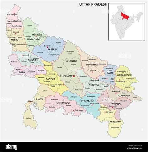 Map Of Uttar Pradesh District