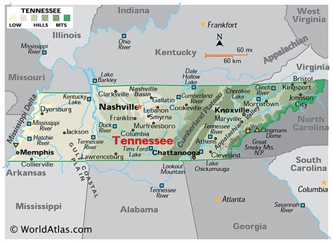 Mapas de Tennessee - Atlas del Mundo