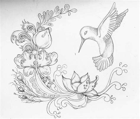 draw bird and flower - Clip Art Library