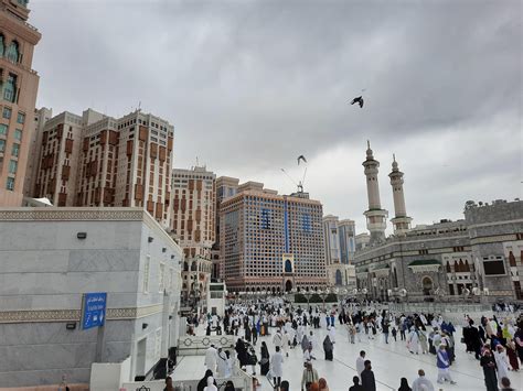 Mecca, Saudi Arabia, Jan 2023 - A beautiful view of the outer courtyard ...