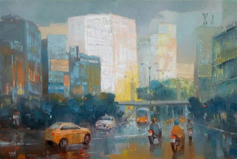 Ngã tư Sở. Oil on canvas, (80*120)cm. 2018 | Phong cảnh