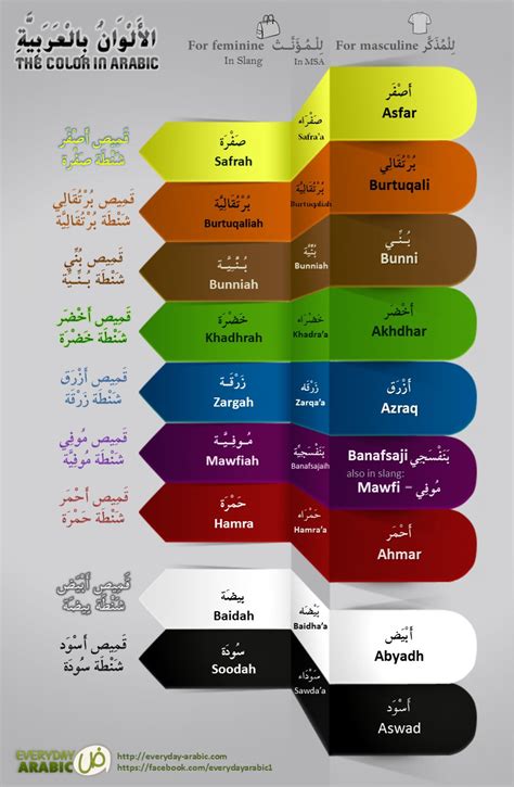 Names of Color in Standard Arabic and Dialect | Visual.ly | Arabic ...