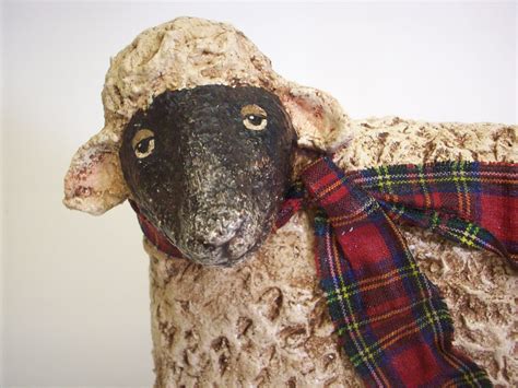 Primitive Paper Mache Folk Art Sheep