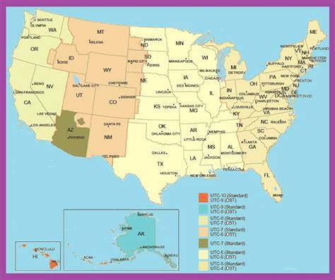 Printable Us Time Zone Map United States