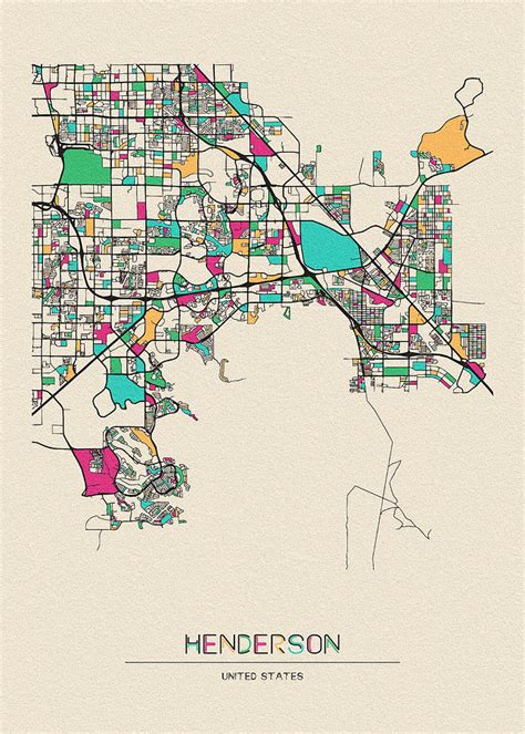 Henderson Nevada City Map Drawing By Inspirowl Design - Bank2home.com