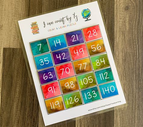 Counting by Sevens Puzzle Printable Digital Download Preschool Math ...