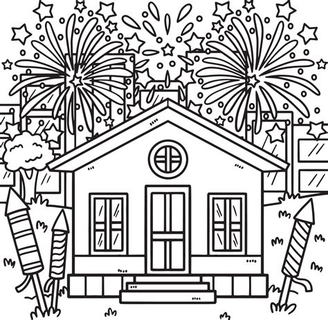 New Year Fireworks Coloring Page for Kids 11415989 Vector Art at Vecteezy