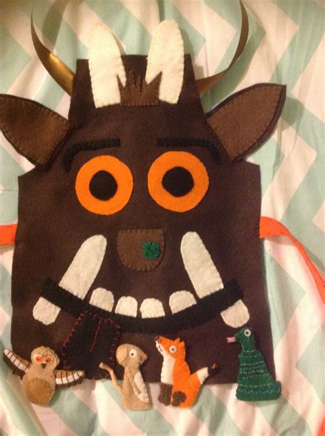 Felt Gruffalo costume with mouse, fox, owl and snake finger puppets ...