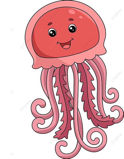 Jellyfish Cartoon Colored Clipart Illustration Wildlife Drawing Fish ...