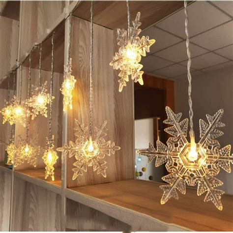 Snowflakes LED Curtain Lights Color Changing Snowflakes Fairy Lights ...