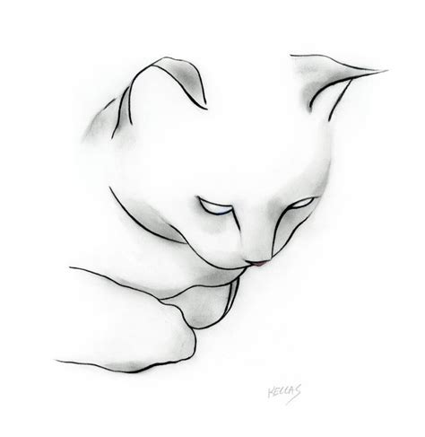 Black and White Cat Drawing by Kellas Campbell | Saatchi Art