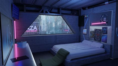 Cyberpunk Apartment Scene - High Detail | 3D model | Futuristic bedroom ...