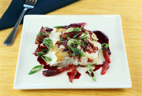 Sous Vide Halibut Fillets with Blood Orange Sauce