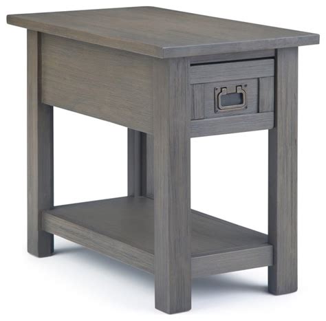 Simpli Home Monroe 1 Drawer End Table in Farmhouse Gray - Transitional ...