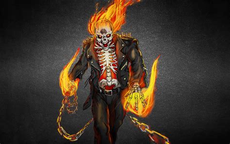 Ghost Rider, Painting Art, Fire, Skeleton, Chain, HD Wallpaper | Rare ...