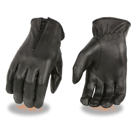 Milwaukee Leather SH722 Women's Black Unlined Leather Gloves with Zipp