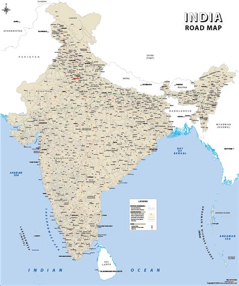 India Road Map, Wall Map of India Roads