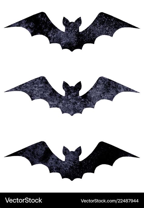 Halloween silhouettes of watercolor terrible bats Vector Image