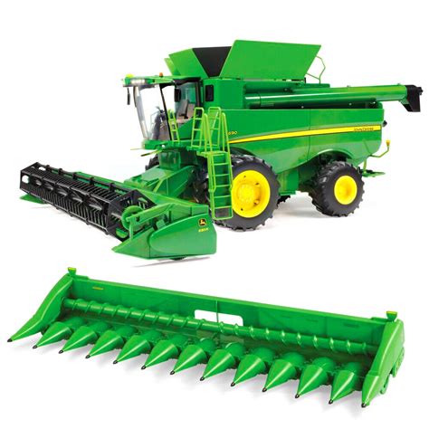 John Deere 1:16 Big Farm S690 Toy Combine Harvester w/Corn/Grain Heads ...