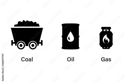 Coal oil gas silhouette icon set. Clipart image isolated on white ...