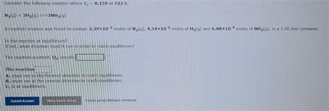 Solved The Reaction Quotient The reaction quotient, Q, tells | Chegg.com