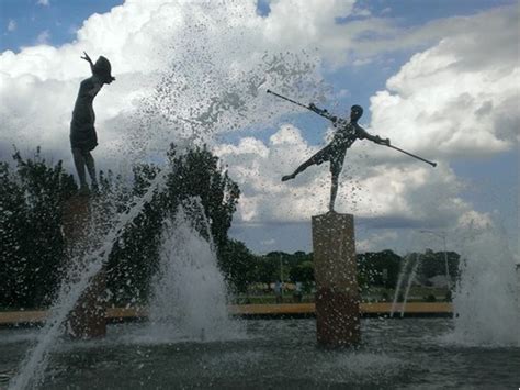 Statues frolicking in the fountains of North Kansas City