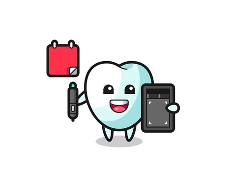 Illustration of tooth mascot as a graphic designer 8049930 Vector Art ...