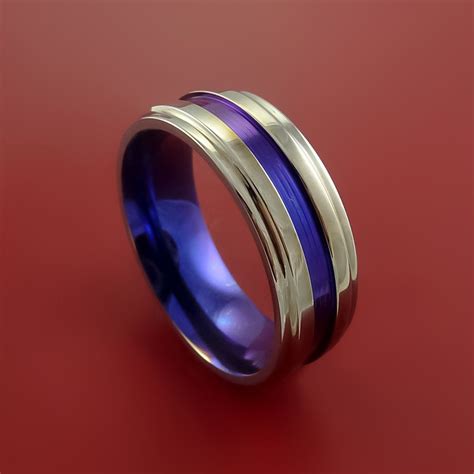 Titanium Ring with Anodized Inlay and Interior Anodized Sleeve Custom ...