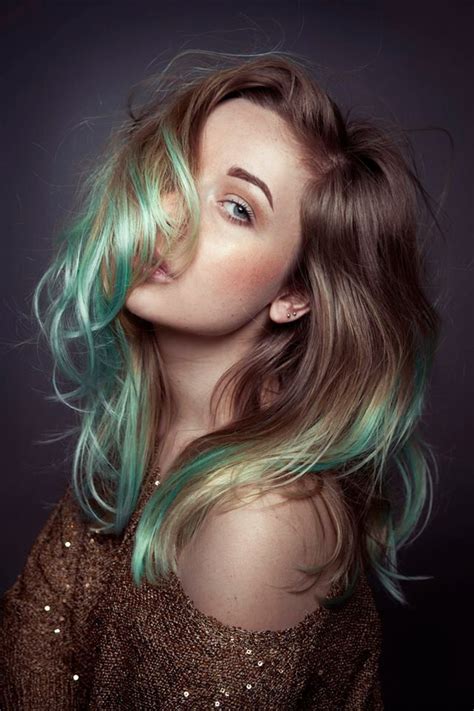 Brown into seafoam green tips. We love this #haircolor by Cameron ...