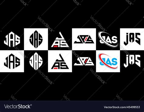 Jas letter logo design in six style polygon Vector Image