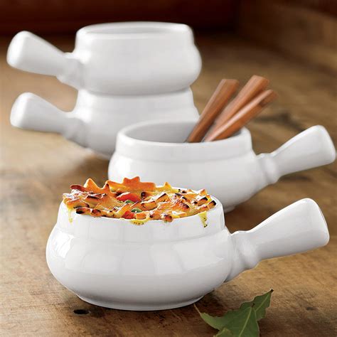 White French Onion Soup Bowls With Handles