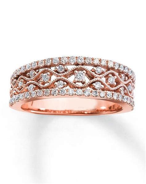 Kay Jewelers Diamond Anniversary Band 10K Rose Gold Round 1/2ct tw ...