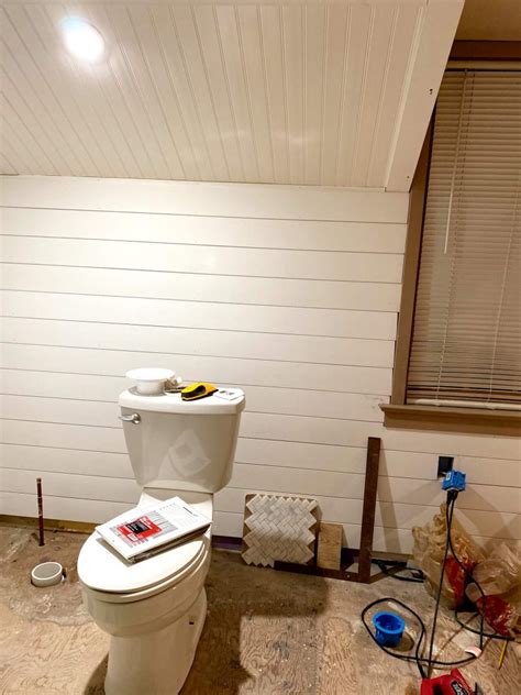 DIY Bead Board Ceiling & Shiplap in the Master Bath - Lehman Lane