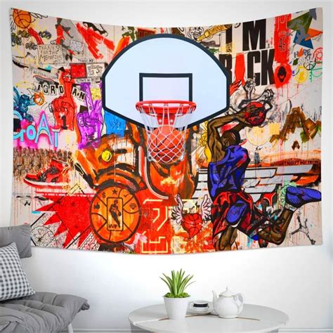 Basketball Graffiti Wall Art Tapestry 80x60in | Etsy