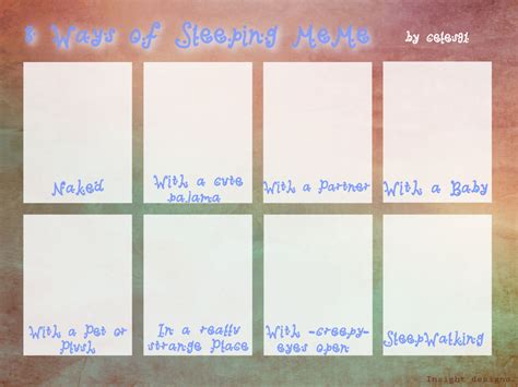 8 Ways of Sleeping MeMe by celes91 on DeviantArt