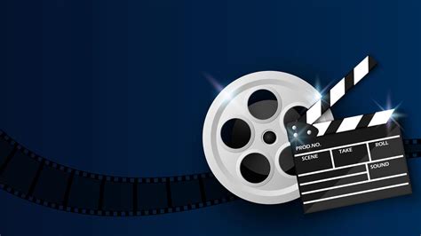 Clapper board and film reel on blue 1227464 Vector Art at Vecteezy